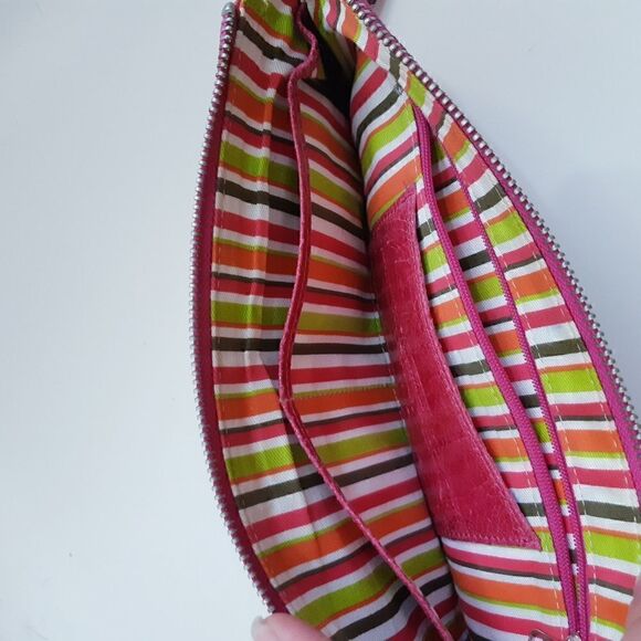 Nordstrom Pink Leather Candystripe Wristlet/Clutch - Picture 8 of 11